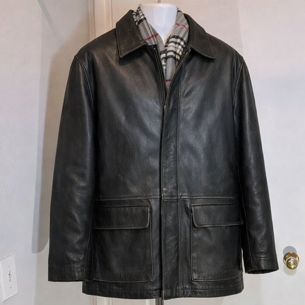 Colebrook Lined Signature Distressed Leather Coat & Scarf XL Like New - Picture 3 of 15